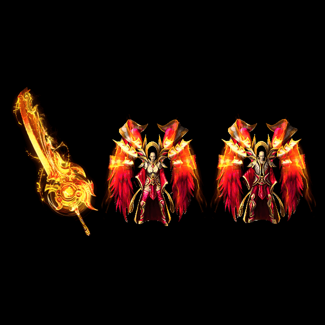 996引擎专用男女剑甲三件套（带翅膀）装备系列0007