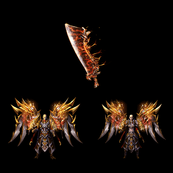 996引擎专用男女剑甲三件套（带翅膀）装备系列0009
