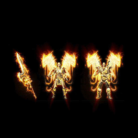 996引擎专用男女剑甲三件套（带翅膀）装备系列0013