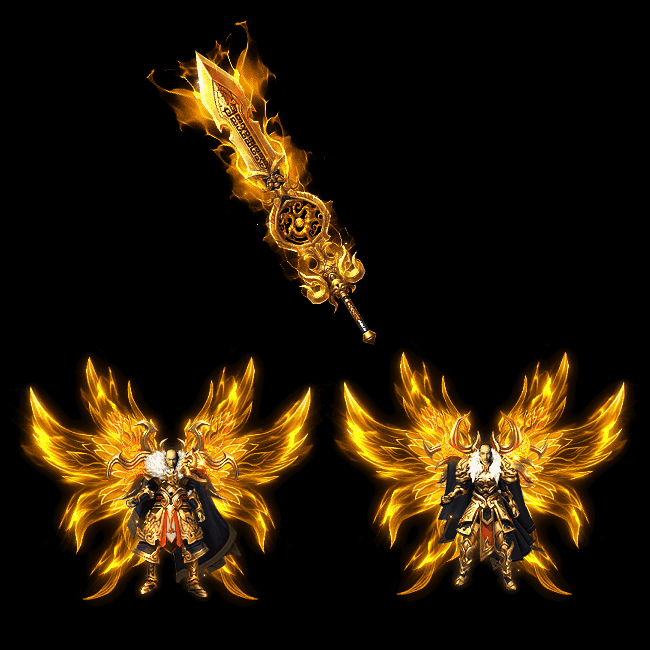 996引擎专用男女剑甲三件套（带翅膀）装备系列0021