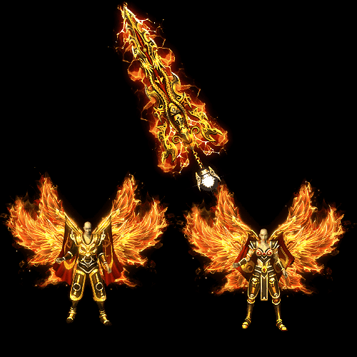 996引擎专用男女剑甲三件套（带翅膀）装备系列0028