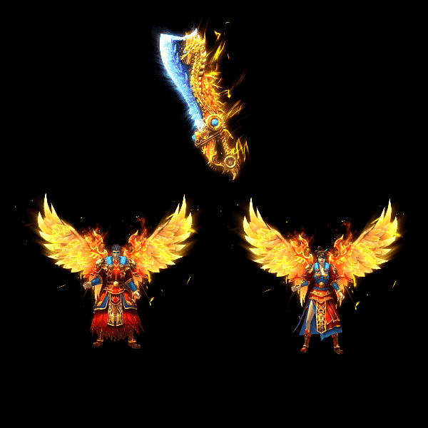 996引擎专用男女剑甲三件套（带翅膀）装备系列0033