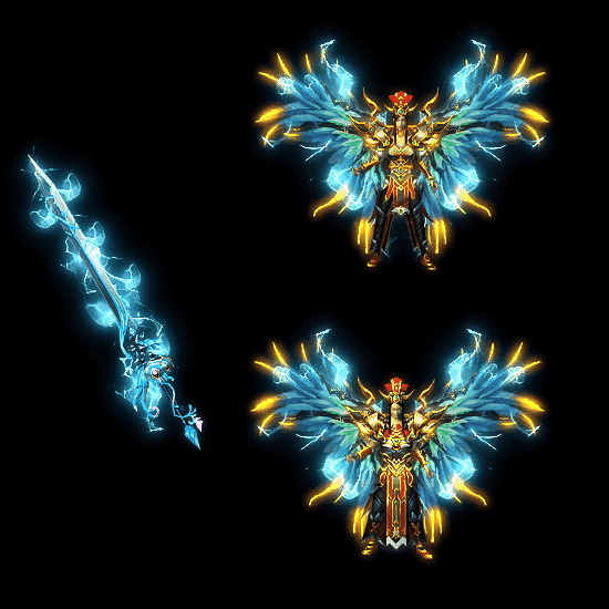 996引擎专用男女剑甲三件套（带翅膀）装备系列0043