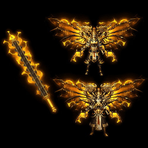 996引擎专用男女剑甲三件套（带翅膀）装备系列0045