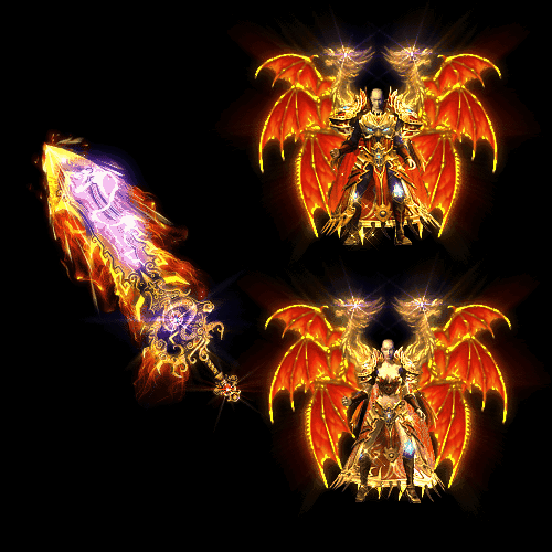 996引擎专用男女剑甲三件套（带翅膀）装备系列0048