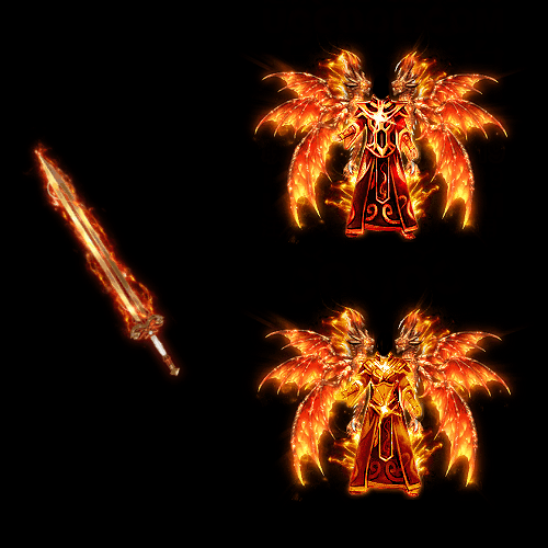 996引擎专用男女剑甲三件套（带翅膀）装备系列0053