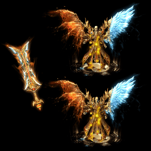 996引擎专用男女剑甲三件套（带翅膀）装备系列0065