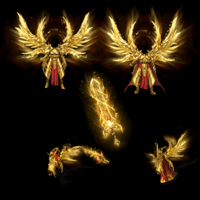 996引擎专用男女剑甲三件套（带翅膀）装备系列0074