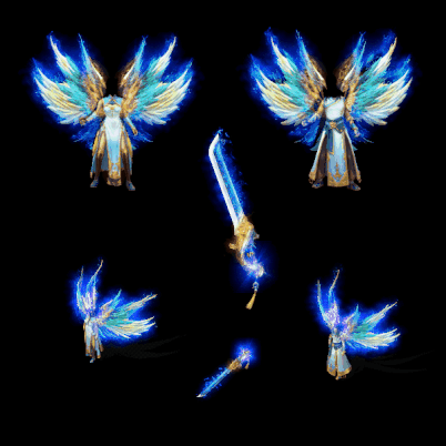 996引擎专用男女剑甲三件套（带翅膀）装备系列0076