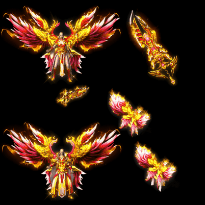 996引擎专用男女剑甲三件套（带翅膀）装备系列0079