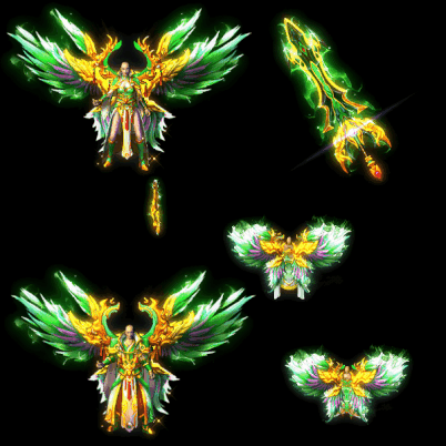 996引擎专用男女剑甲三件套（带翅膀）装备系列0081