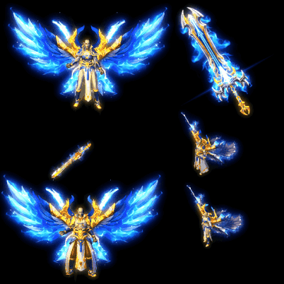 996引擎专用男女剑甲三件套（带翅膀）装备系列0087