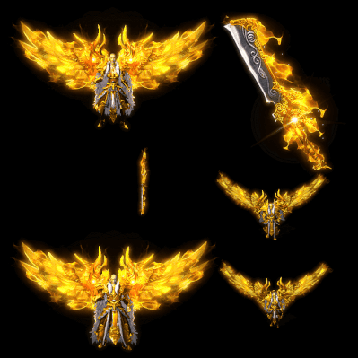 996引擎专用男女剑甲三件套（带翅膀）装备系列0132