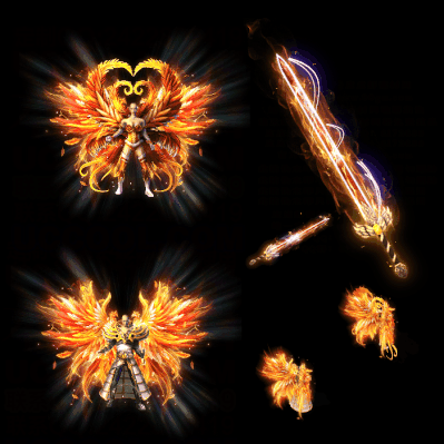 996引擎专用男女剑甲三件套（带翅膀）装备系列0158