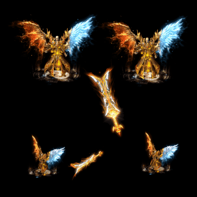 996引擎专用男女剑甲三件套（带翅膀）装备系列0171