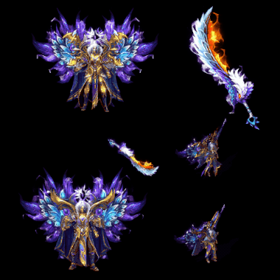 996引擎专用男女剑甲三件套（带翅膀）装备系列0187