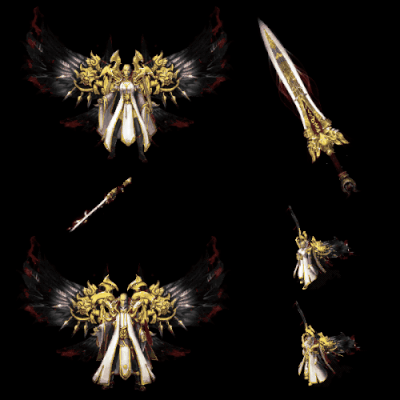 996引擎专用男女剑甲三件套（带翅膀）装备系列0188