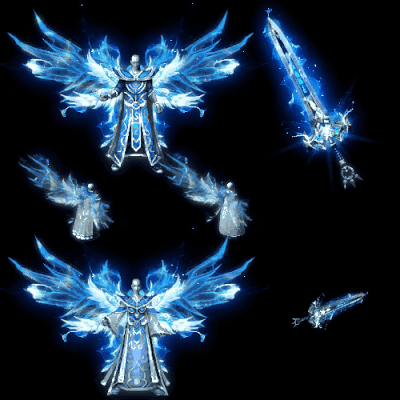 996引擎专用男女剑甲三件套（带翅膀）装备系列0194