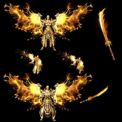 996引擎专用男女剑甲三件套（带翅膀）装备系列0198